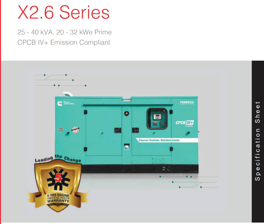 Cummins Powered Generator – 15 kVA to 50 kVA (CPCB 4+)