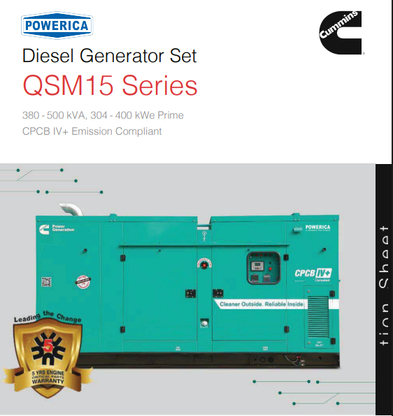 Cummins Powered Generator – 150 kVA to 500 kVA (CPCB 4+)